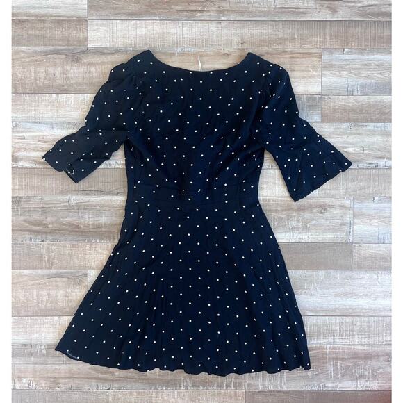 Free People All Yours Black Polka Dot Tie Front Dress Size 2 - Picture 6 of 6